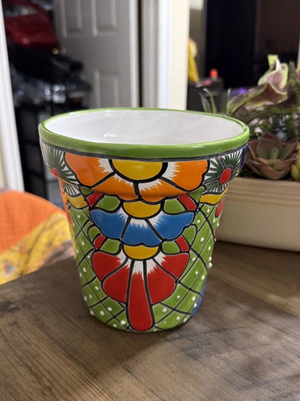 Handmade Mexican Talavera Ceramic Planter - 6.5" Tall - NWT
